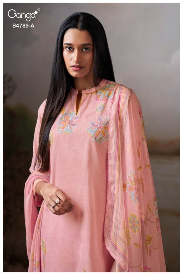 Ganga Fashion Dovinia S4789 Pure Organdy Mul Suit S4789-A
