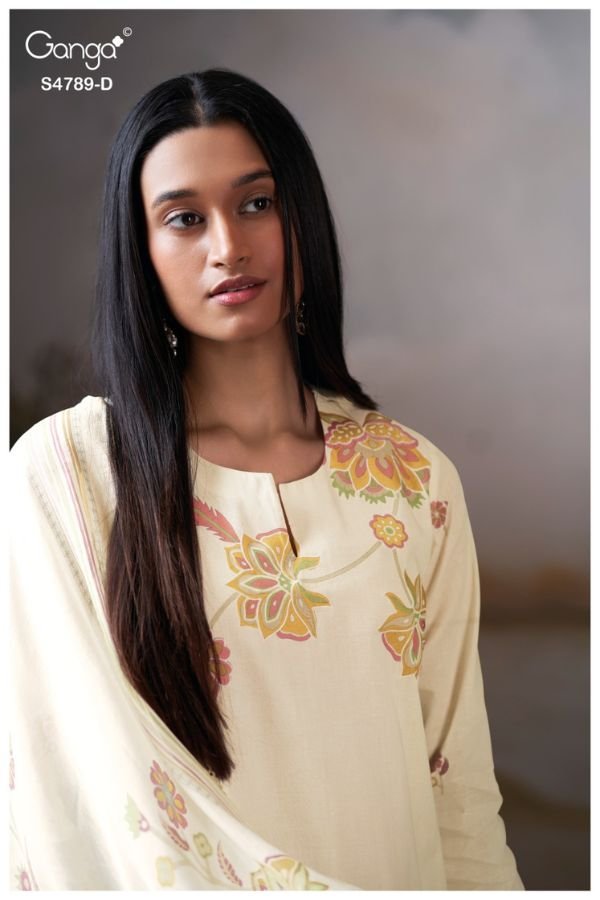 Ganga Fashion Dovinia S4789 Pure Organdy Mul Suit S4789-D