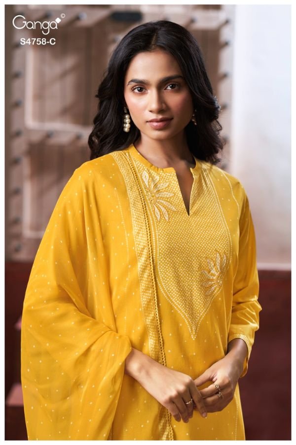 Ganga Fashion Dynza S4758 Premium Cotton Suit S4758-C