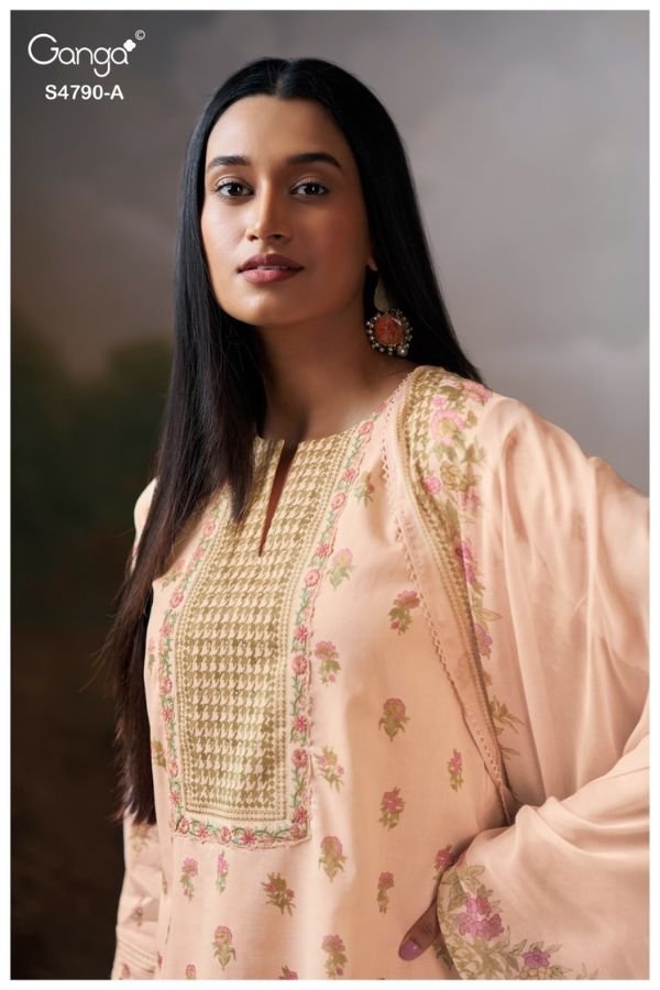 Ganga Fashion Eshmita S4790 Premium Organdy Mul Suit S4790-A