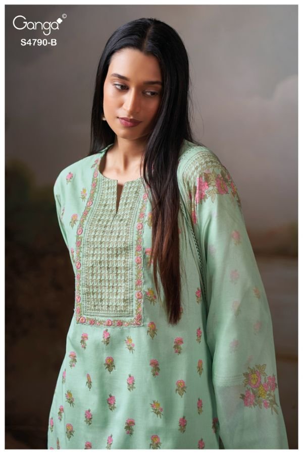 Ganga Fashion Eshmita S4790 Premium Organdy Mul Suit S4790-B