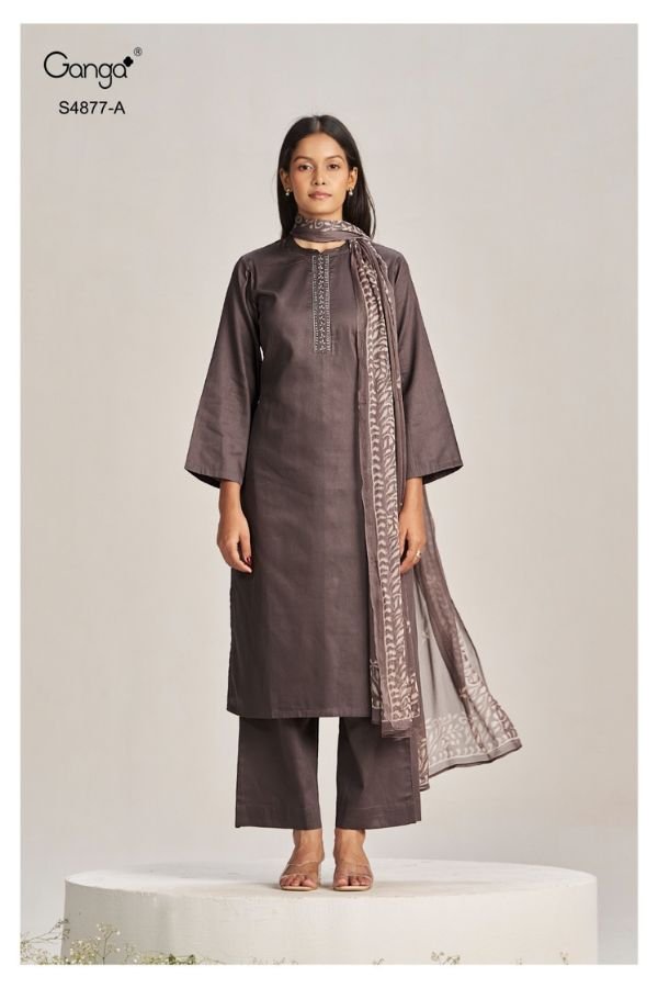 Ganga Fashion Gabina S4877 Premium Cotton Satin Suits S4877-A