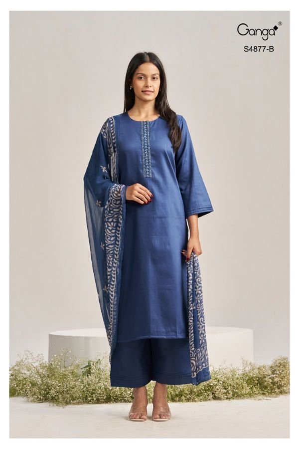 Ganga Fashion Gabina S4877 Premium Cotton Satin Suits S4877-B