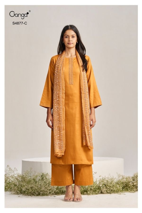 Ganga Fashion Gabina S4877 Premium Cotton Satin Suits S4877-C