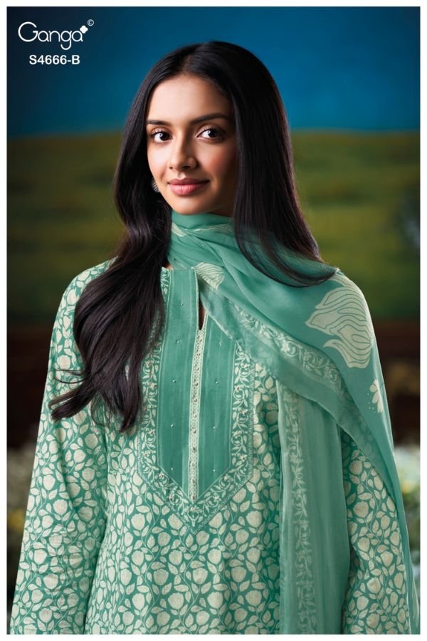 Ganga Fashion Hiyanika S4666 Premium Cotton Suit S4666-B