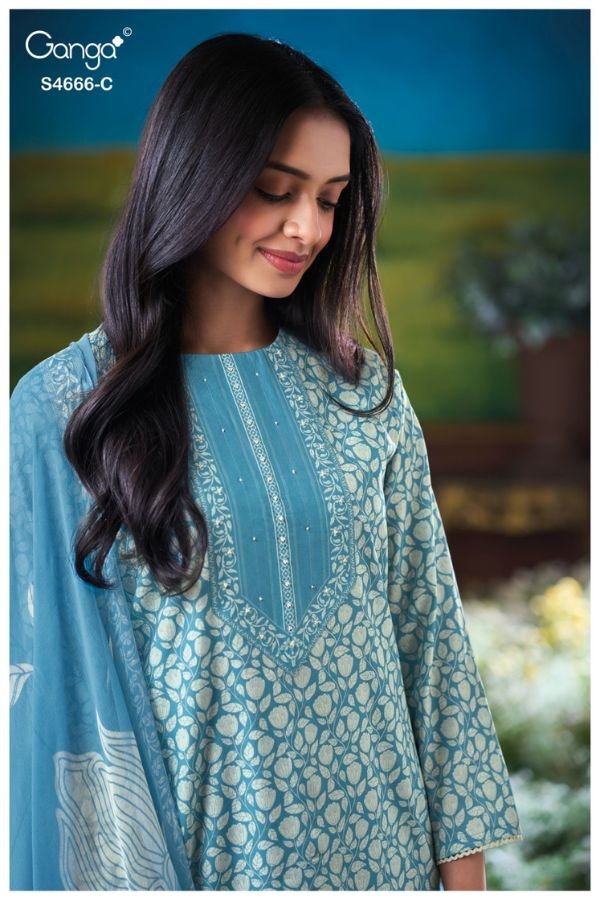 Ganga Fashion Hiyanika S4666 Premium Cotton Suit S4666-C