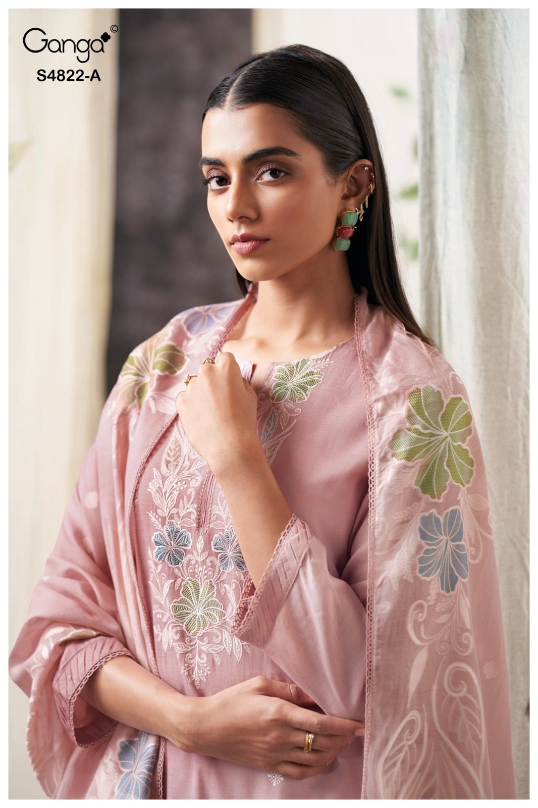 Ganga Fashion Jezra S4822 Premium Pure Mul Suit S4822-A