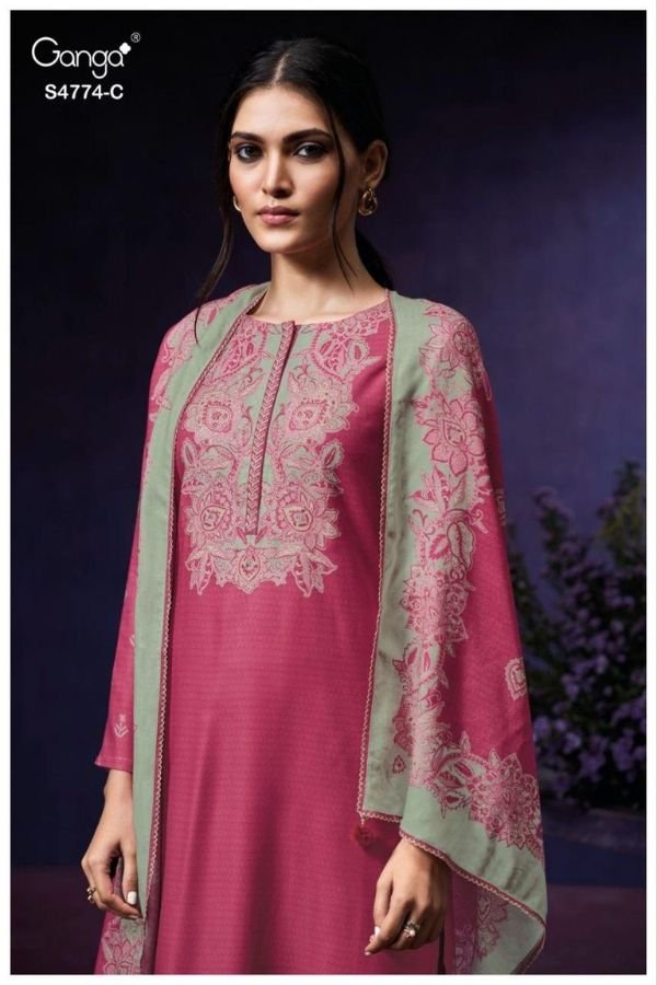 Ganga Fashion Larya S4774 Premium Cotton Suit S4774-C