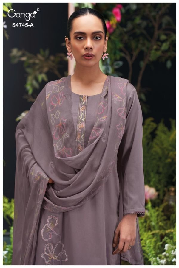 Ganga Fashion Morael S4745 Cotton Satin Ladies Suits S4745-A