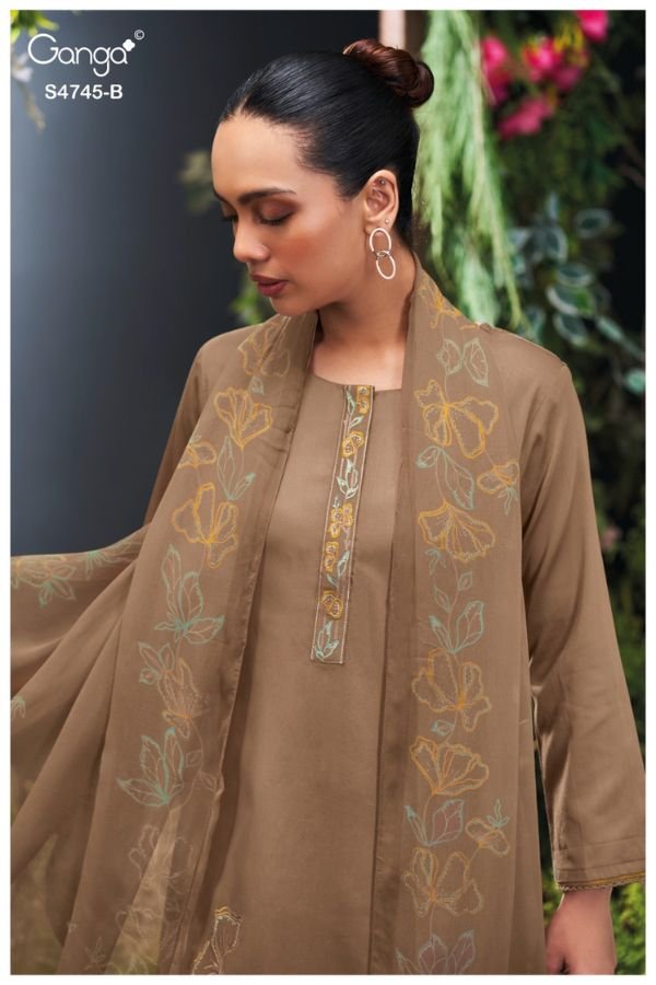 Ganga Fashion Morael S4745 Cotton Satin Ladies Suits S4745-B