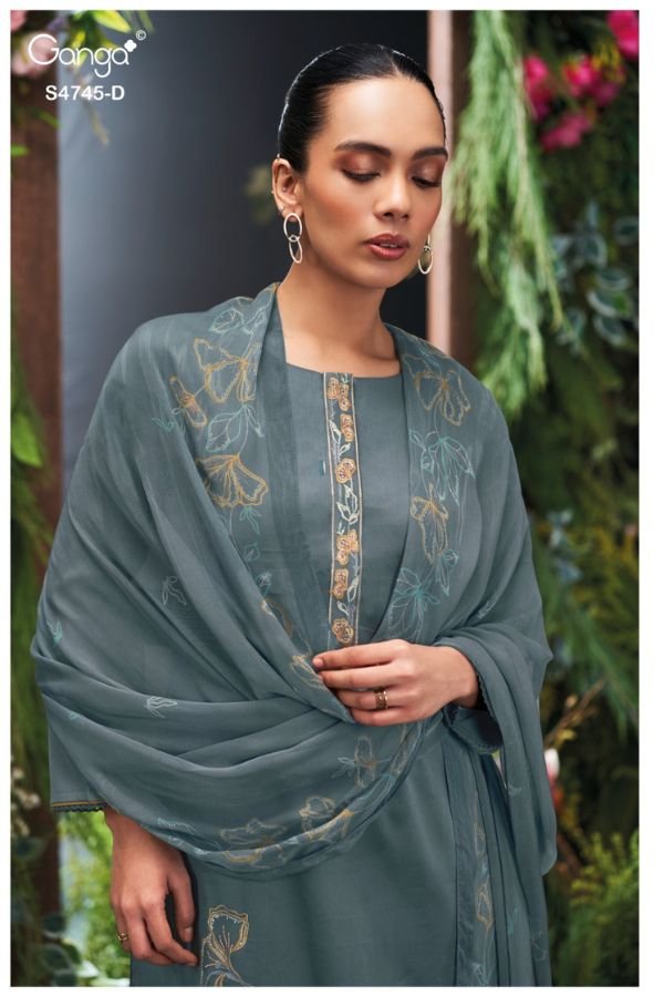 Ganga Fashion Morael S4745 Cotton Satin Ladies Suits S4745-D