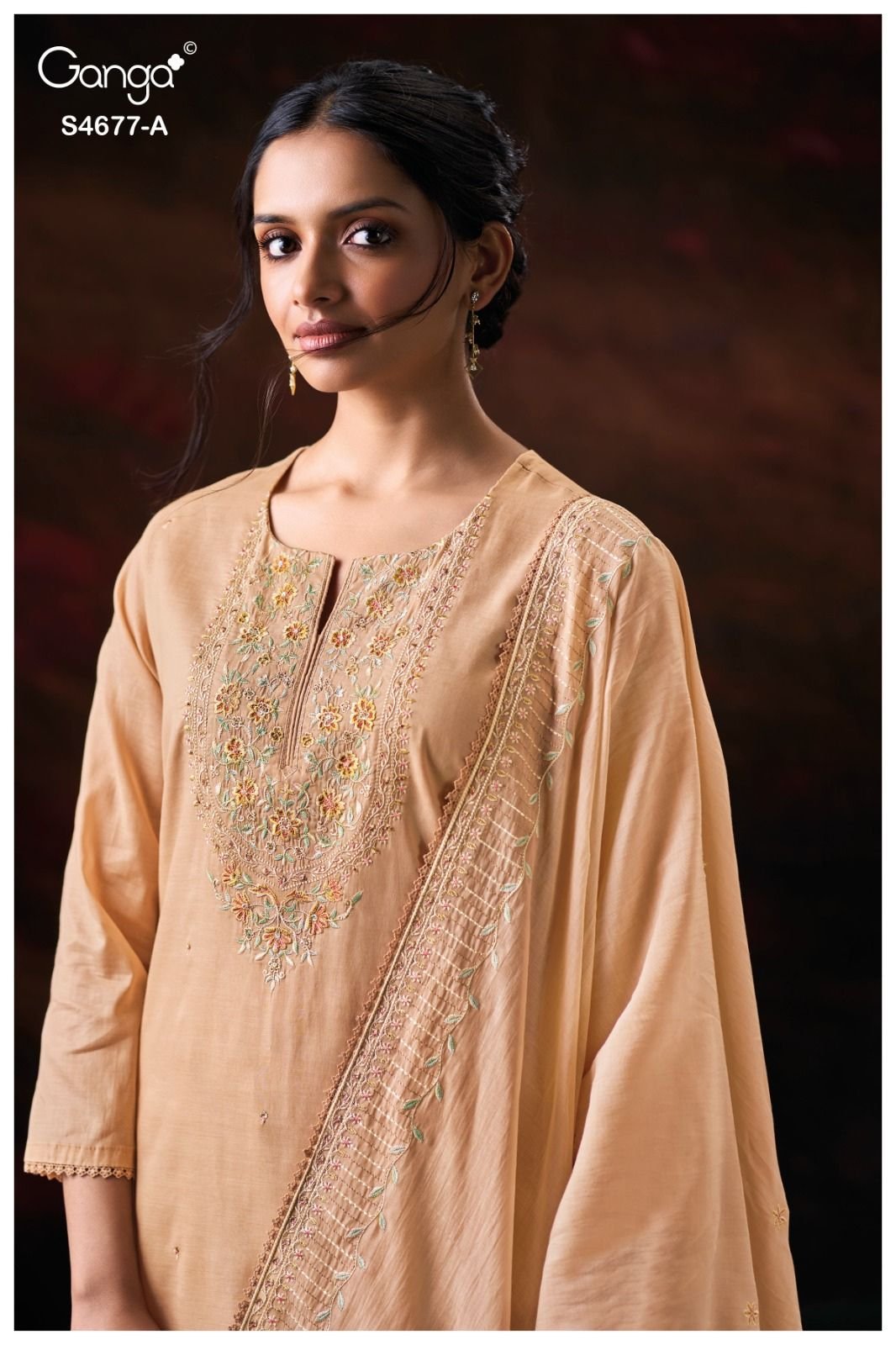 Ganga Fashion Prishael S4677 Premium Pure Mul Suit S4677-A