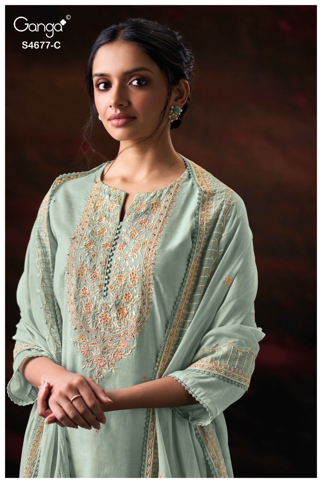 Ganga Fashion Prishael S4677 Premium Pure Mul Suit S4677-C