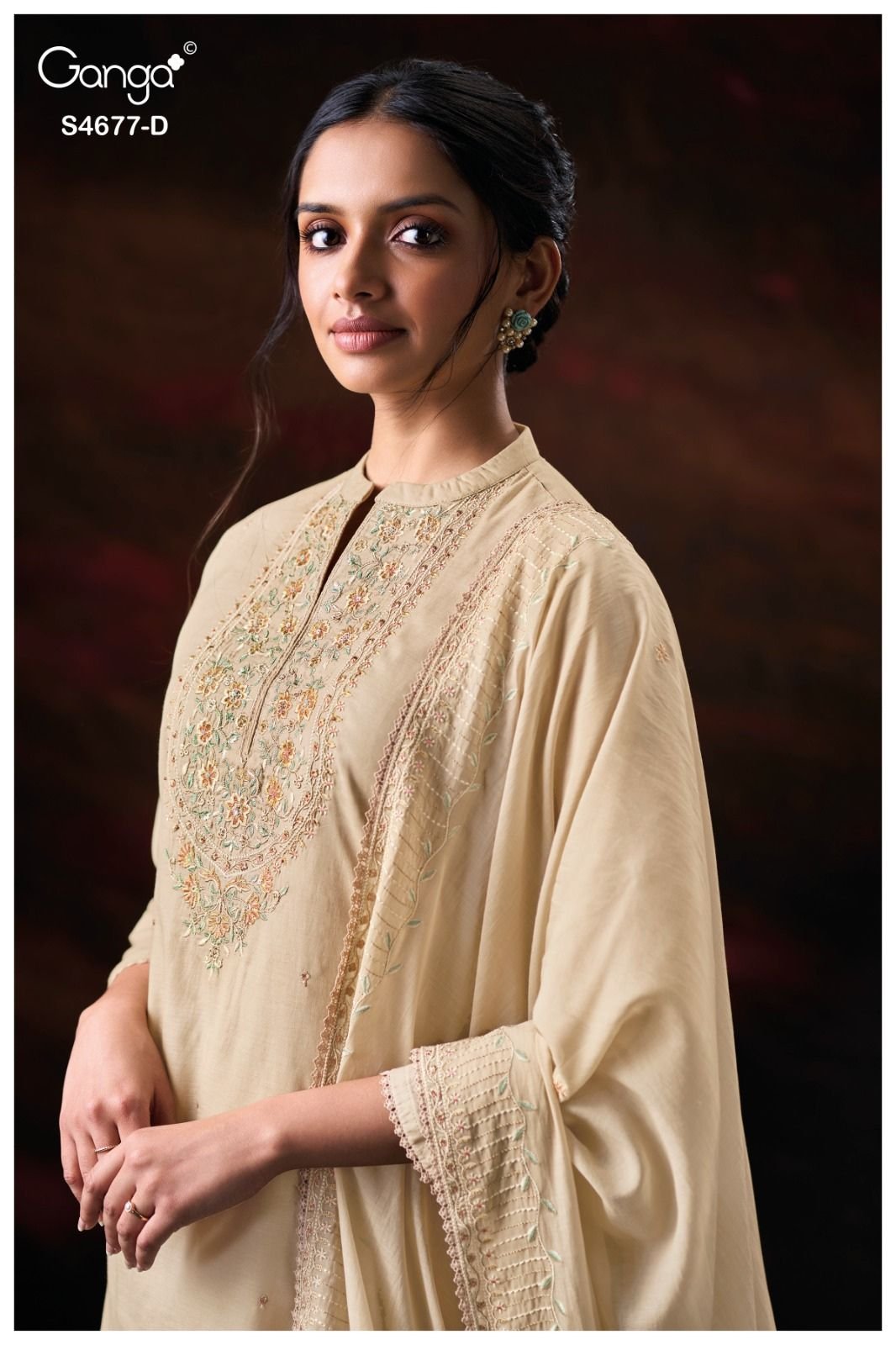 Ganga Fashion Prishael S4677 Premium Pure Mul Suit S4677-D