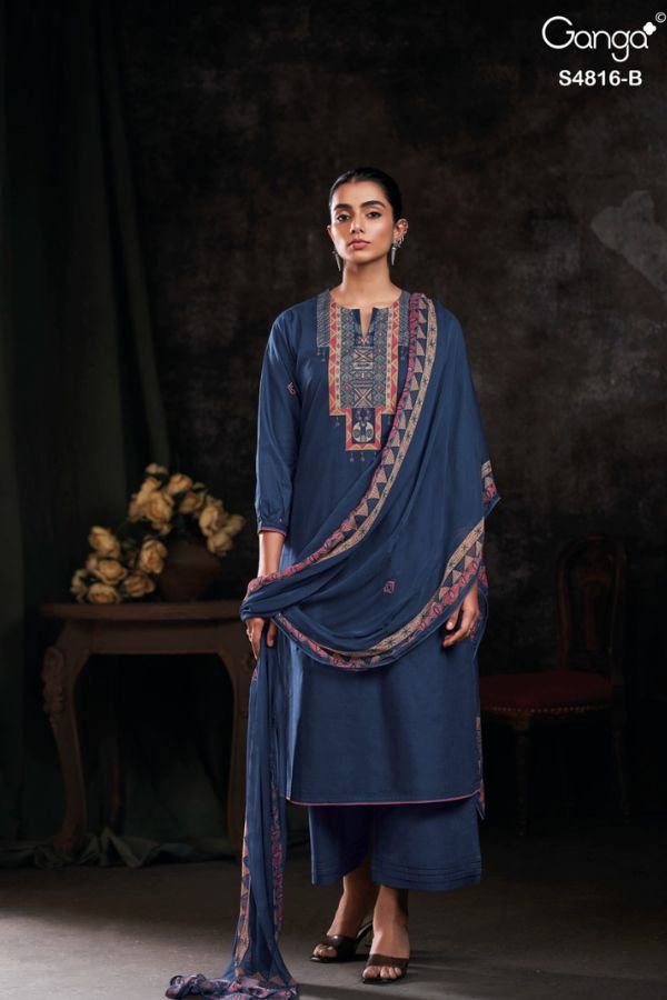 Ganga Fashion Sylvia S4816 Premium Cotton Suit S4816-B