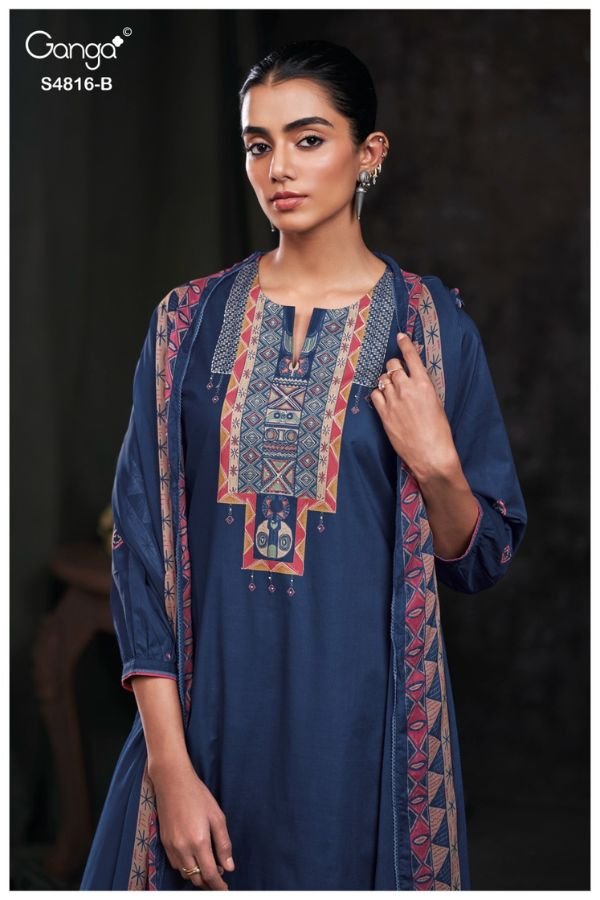 Ganga Fashion Sylvia S4816 Premium Cotton Suit S4816-B