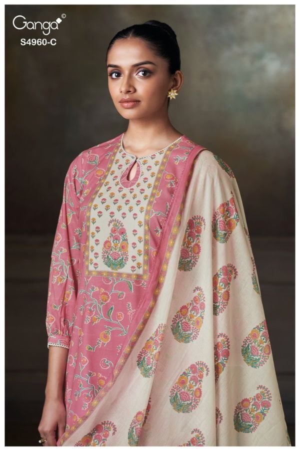 Ganga Fashion Tersia S4960 Premium Cotton Suit S4960-C