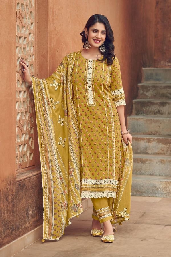 Jay Vijay Prints Karigari Tales Pure Mal Mal Cotton Suit 11144