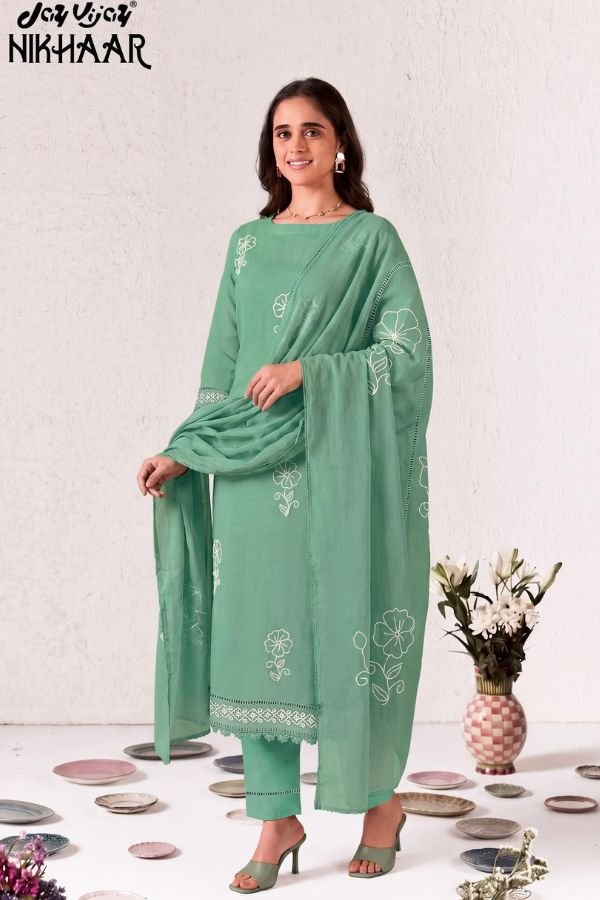Jay Vijay Prints Nikhaar Malai Chanderi Ladies Suit 3307-D