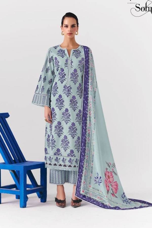 Kimora Fashion Sohni Cobalt Pure Cotton Suit 802