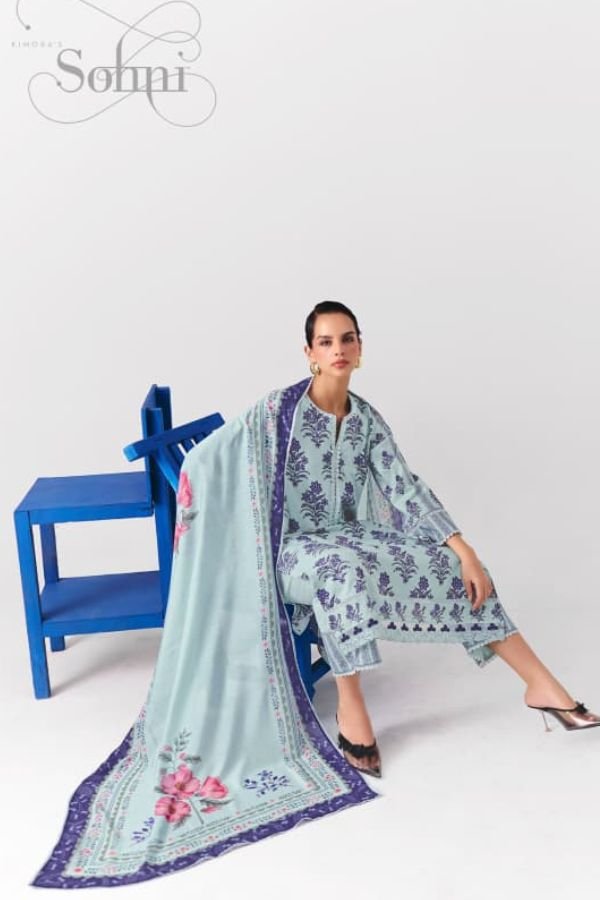 Kimora Fashion Sohni Cobalt Pure Cotton Suit 802