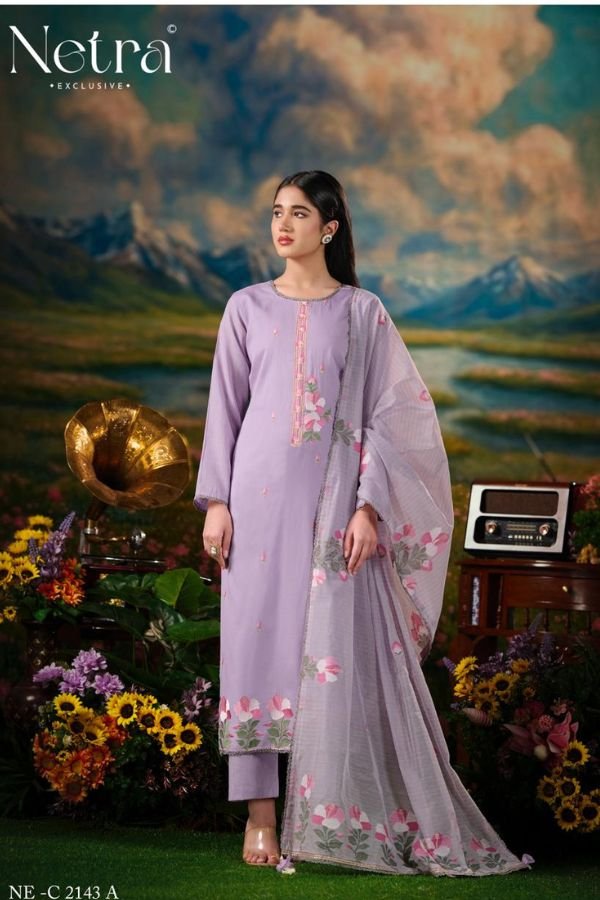 Netra Exclusive Zanya Pure Banarasi Mul Suit NE-C 2143 A