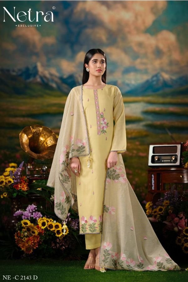 Netra Exclusive Zanya Pure Banarasi Mul Suit NE-C 2143 D