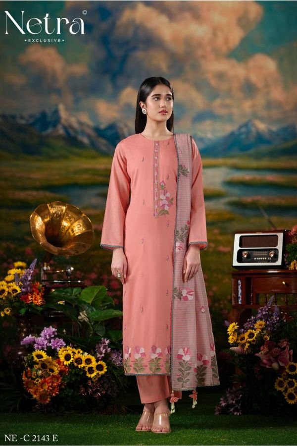 Netra Exclusive Zanya Pure Banarasi Mul Suit NE-C 2143 E