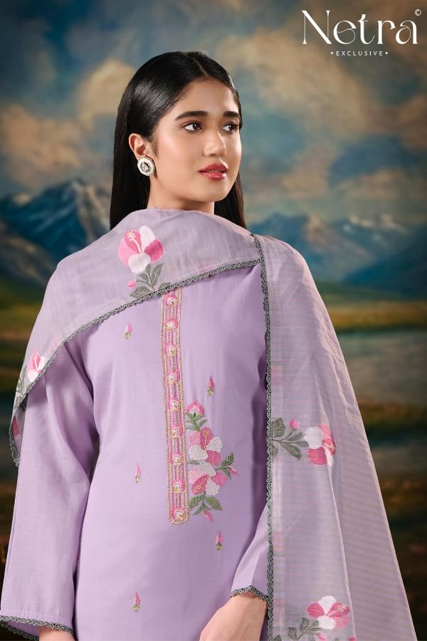 Netra Exclusive Zanya Pure Banarasi Mul Suit NE-C 2143 A