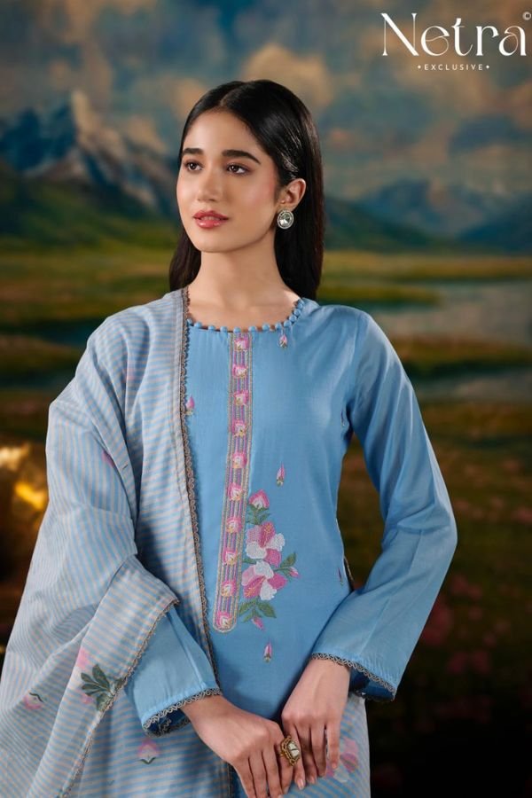 Netra Exclusive Zanya Pure Banarasi Mul Suit NE-C 2143 B