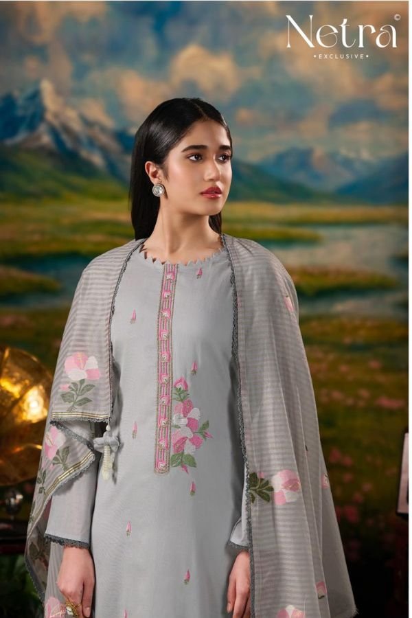 Netra Exclusive Zanya Pure Banarasi Mul Suit NE-C 2143 C