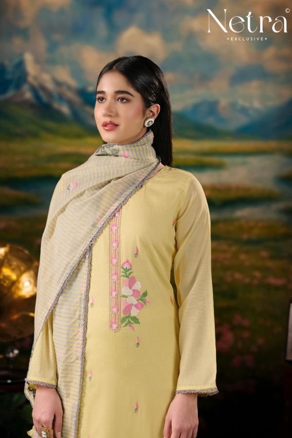 Netra Exclusive Zanya Pure Banarasi Mul Suit NE-C 2143 D
