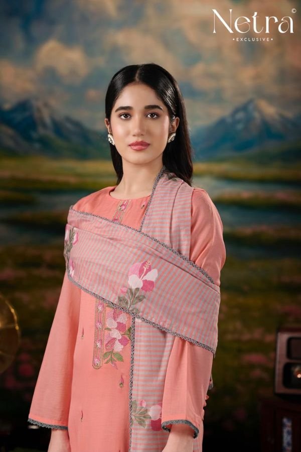 Netra Exclusive Zanya Pure Banarasi Mul Suit NE-C 2143 E