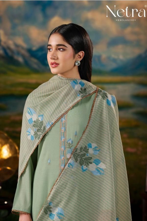Netra Exclusive Zanya Pure Banarasi Mul Suit NE-C 2143 F