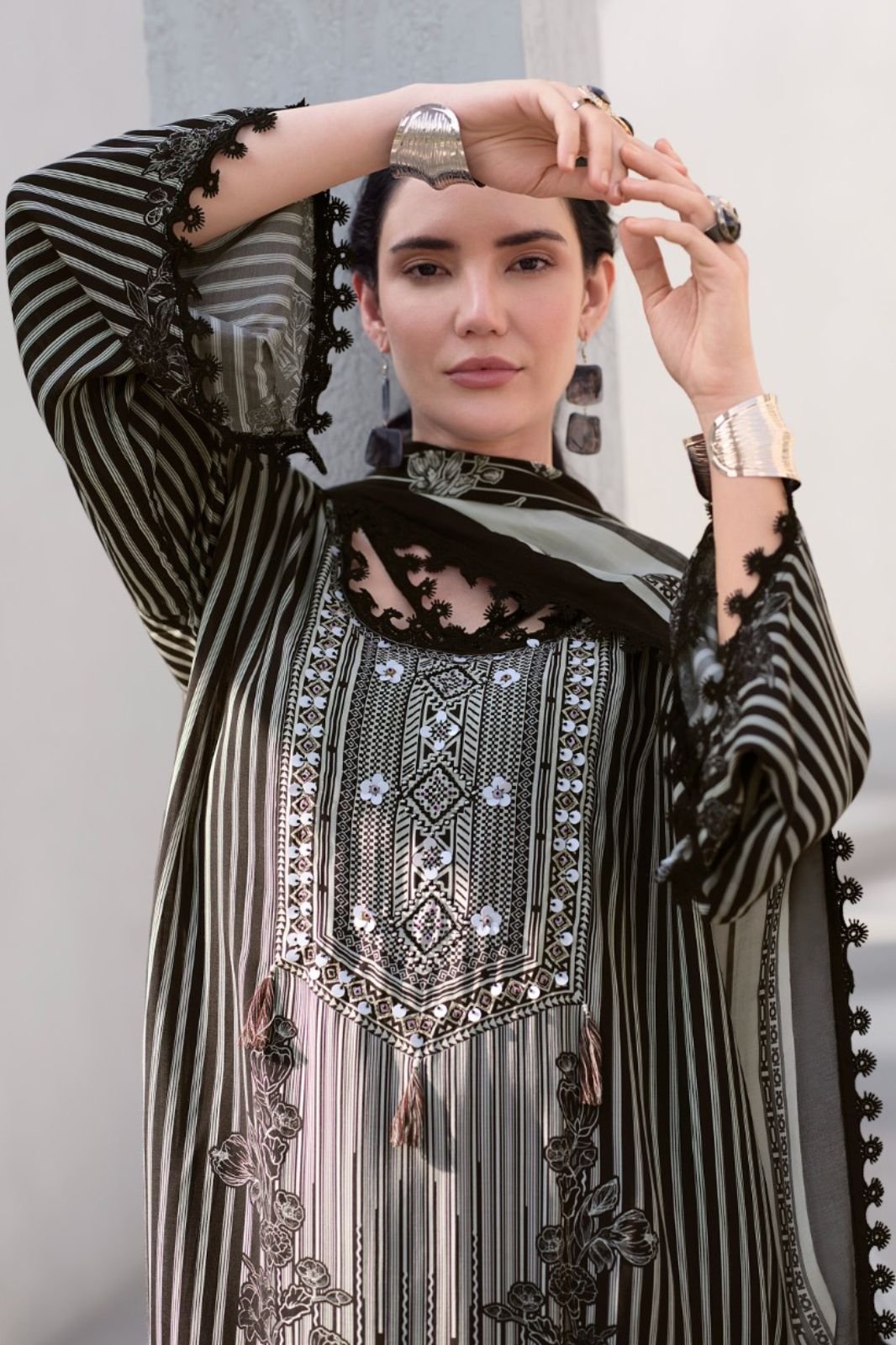 Sanaz Mono Line Muslin Ladies Salwar Suit ML-1601