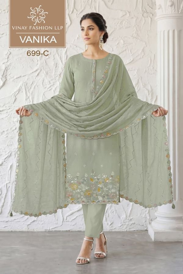 Vinay Fashion Kuleesh Vanika Mul Chanderi Ladies Suit 699-C