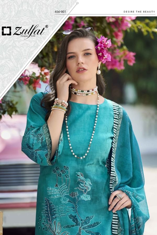 Zulfat Designer Studio Bahaar Pure Cotton Suit 656-001