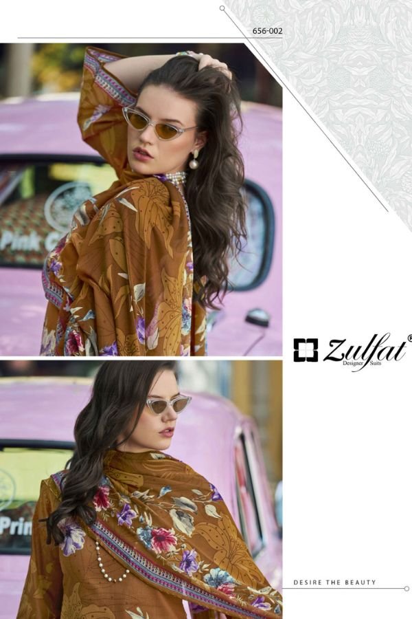Zulfat Designer Studio Bahaar Pure Cotton Suit 656-002