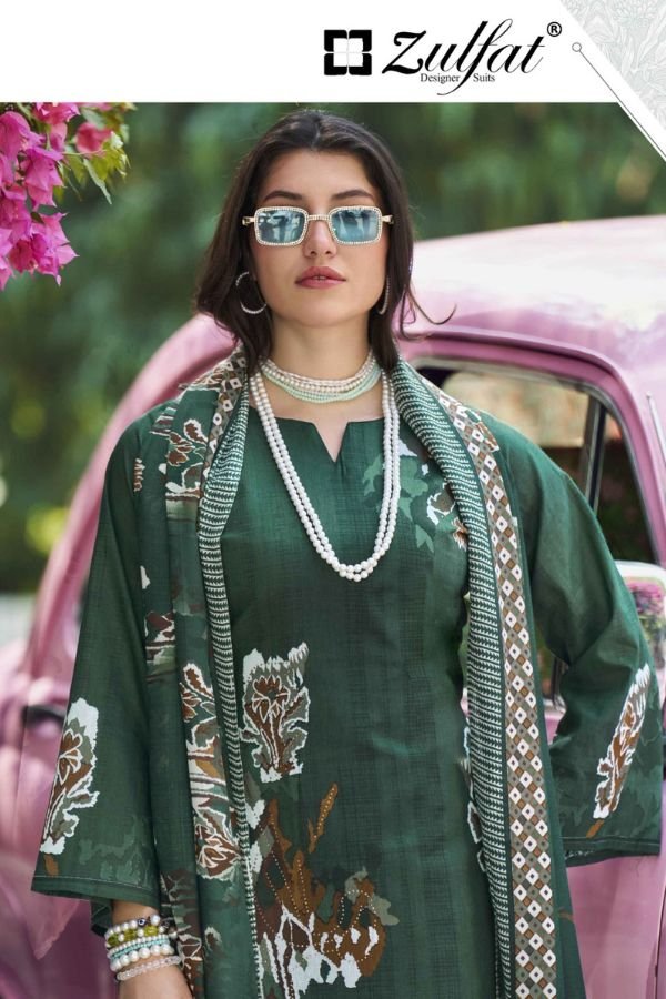 Zulfat Designer Studio Bahaar Pure Cotton Suit 656-003