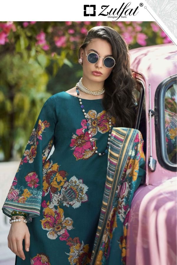 Zulfat Designer Studio Bahaar Pure Cotton Suit 656-006