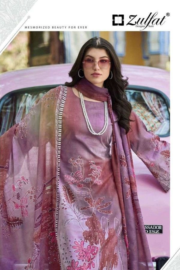 Zulfat Designer Studio Bahaar Pure Cotton Suit 656-007
