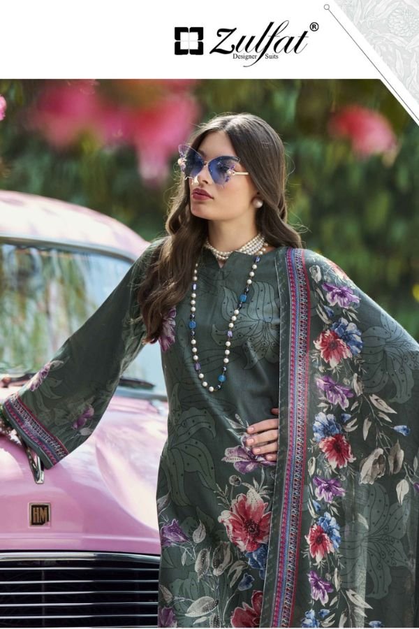Zulfat Designer Studio Bahaar Pure Cotton Suit 656-008