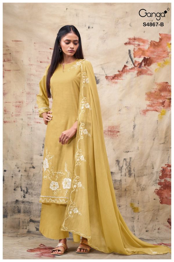 Ganga Fashion Charika S4867 Premium Pure Mul Suit S4867-B