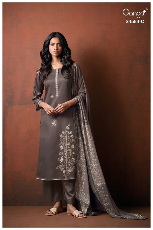Ganga Fashion Feska S4584 Premium Cotton Suit S4584-C