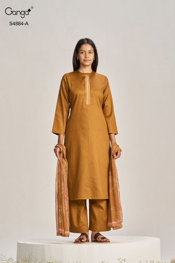 Ganga Fashion Gaura S4884 Premium Cotton Satin Suit S4884-A
