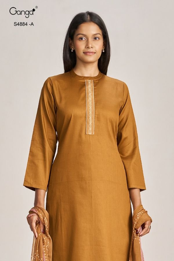 Ganga Fashion Gaura S4884 Premium Cotton Satin Suit S4884-A