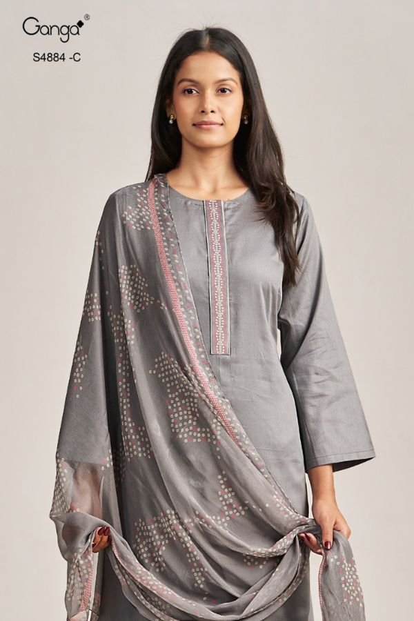 Ganga Fashion Gaura S4884 Premium Cotton Satin Suit S4884-C