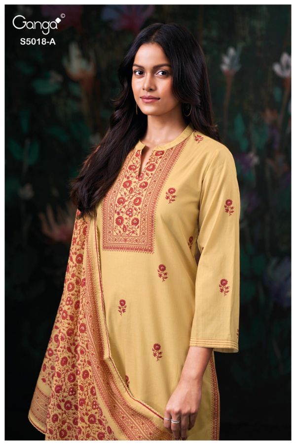 Ganga Fashion Grishya S5018 Premium Cotton Suit S5018-A