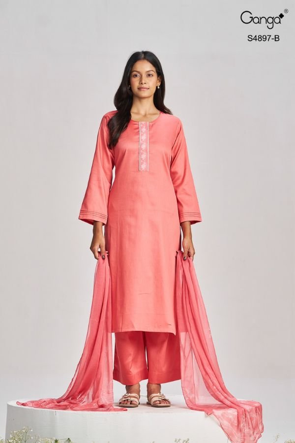 Ganga Fashion Habiba S4897 Premium Cotton Satin Suit S4897-B
