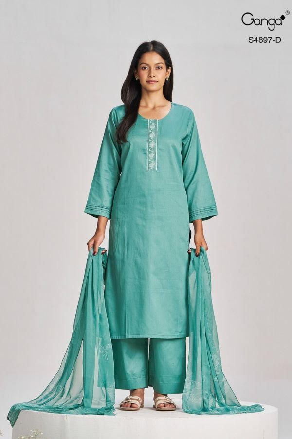 Ganga Fashion Habiba S4897 Premium Cotton Satin Suit S4897-D